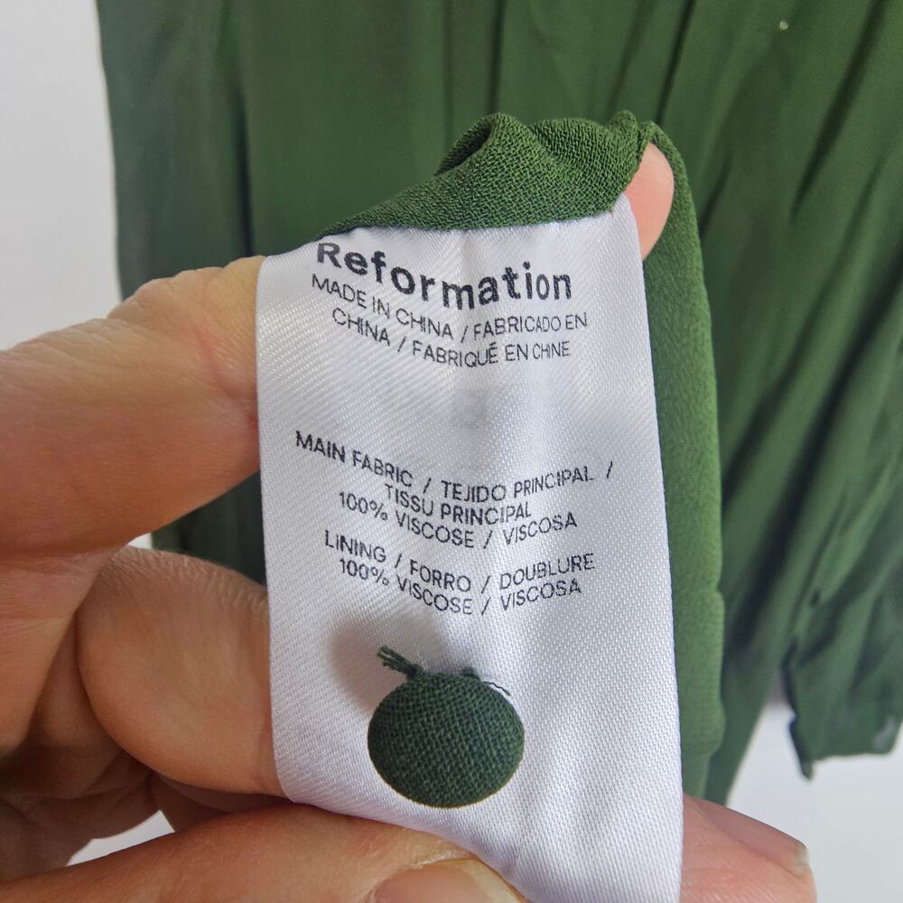 Reformation Womens Sabra Pleated Midi Dress Sz 6 Fern Green Teachercore Academia - Picture 8 of 10
